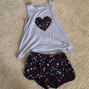 Justice 2 pack tank/tee and matching shorts